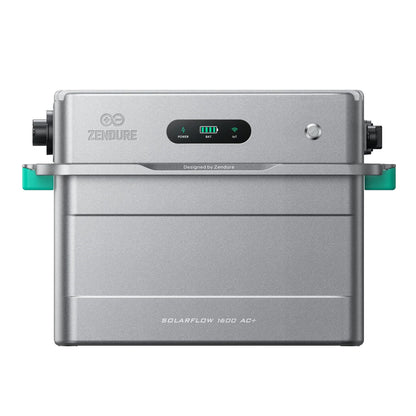 Zendure SolarFlow 1600 AC+ Wechselrichter silbergrau mit Display und Anschlüssen