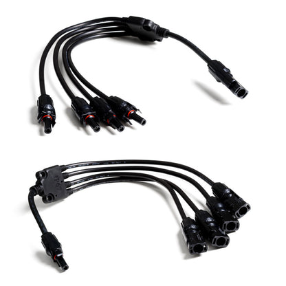 WATTSTUNDE MC4 T-Stecker Set zur Parallelverschaltung von 4 Solarmodulen - lang