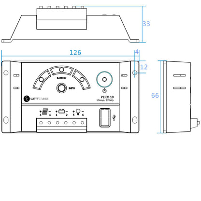 WATTSTUNDE 10A Solar Laderegler PEKO10