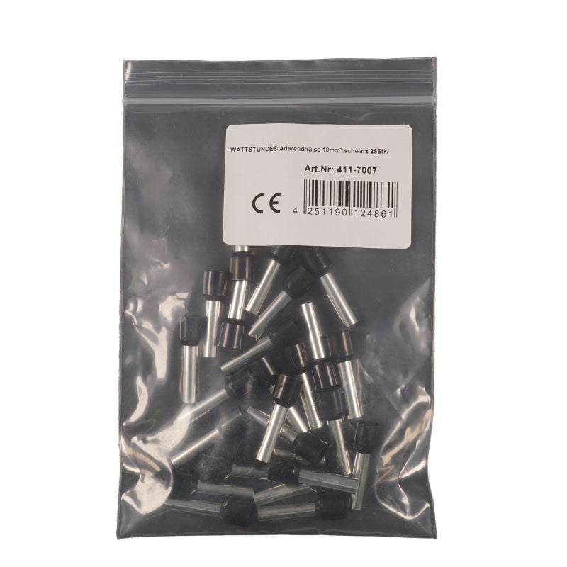 WATTSTUNDE Aderendhülse schwarz 25 Stk. 10 mm²