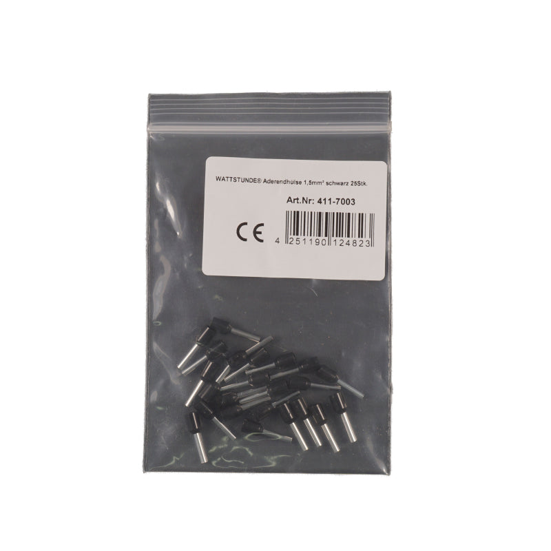 WATTSTUNDE Aderendhülse schwarz 25 Stk. 10 mm²