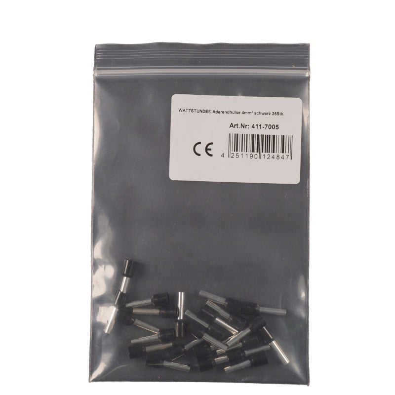 WATTSTUNDE Aderendhülse schwarz 25 Stk. 10 mm²