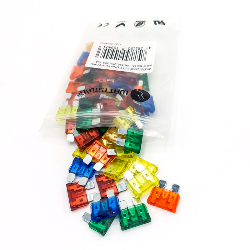WATTSTUNDE F-P1 Flachsicherung Paket mit je 10x 5A, 10A, 15A, 20A, 30A, 40A