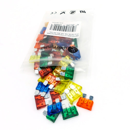 WATTSTUNDE F-P1 Flachsicherung Paket mit je 10x 5A, 10A, 15A, 20A, 30A, 40A