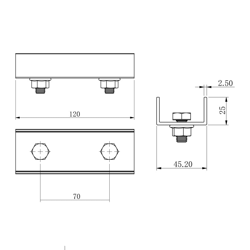 WATTSTUNDE Hausdachhalterung Mittelklemmen + Verbinder