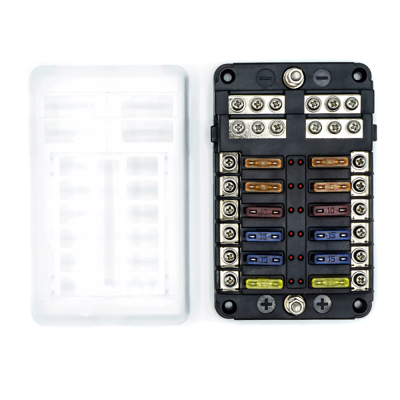 WATTSTUNDE Plus Distributor 12 mit je 4x 5A, 10A, 15A, 20A Flachsicherungen