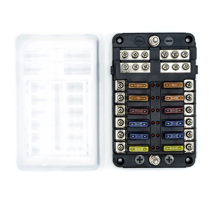 WATTSTUNDE Plus Distributor 12 mit je 4x 5A, 10A, 15A, 20A Flachsicherungen