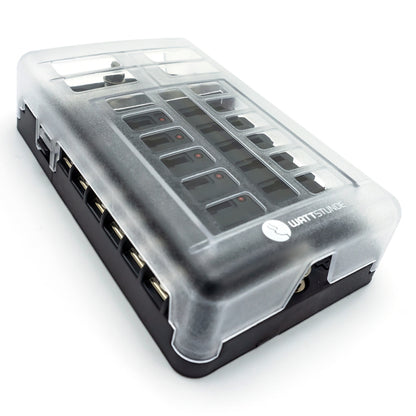WATTSTUNDE Plus Distributor 12 mit je 4x 5A, 10A, 15A, 20A Flachsicherungen