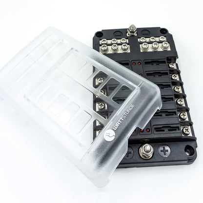 WATTSTUNDE Plus Distributor 12 mit je 4x 5A, 10A, 15A, 20A Flachsicherungen
