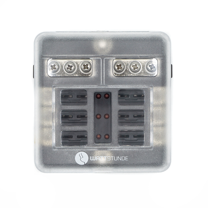WATTSTUNDE Plus Distributor 6 mit je 2x 5A, 10A, 15A, 20A Flachsicherungen