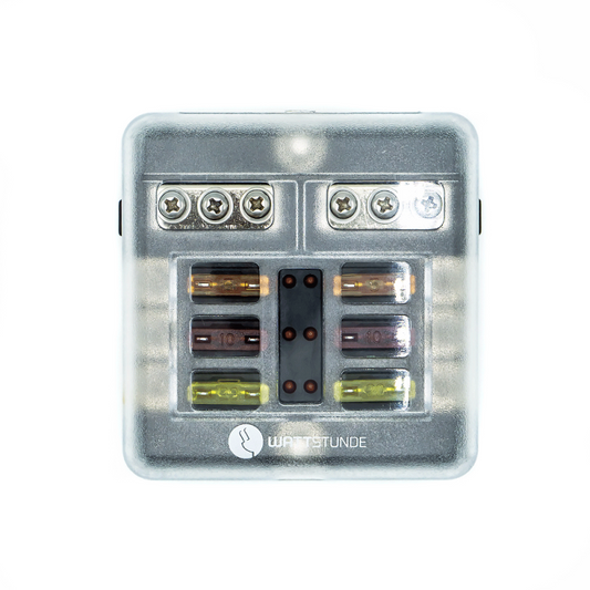 WATTSTUNDE Plus Distributor 6 mit je 2x 5A, 10A, 15A, 20A Flachsicherungen